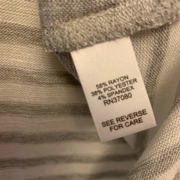 Gray and White Striped Long Sleeve Top Large - Picture 3 of 5